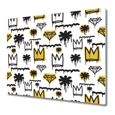 Produktbild von Küchenschneidebrett - Glasschneidebrett - Herdabdeckung -Graffiti Crown