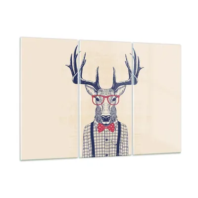 Produktbild von Bilder auf glas - Charakter Hirsch Illustration hipster - 105x70cm - Glasbilder - Wandbilder - Kunstdruck - Wanddekoration aus Glas - Glas Bilder - Wandbild auf Glas - GCE105x70-3120
