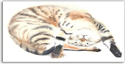 Produktbild von Coloray Spritzschutz aus Glas 140x70  Wandkunst Küchenrückwand Deko Katzen Aquarell Tier gemütlich