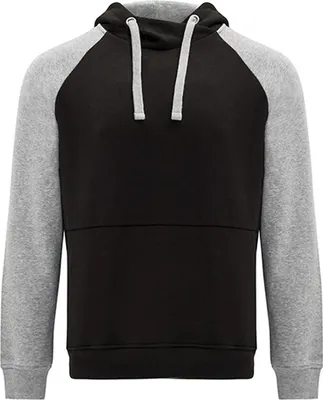 Produktbild von Roly SU1058 | Badet Hooded Sweatshirt Uni Kängurutasche - Farbe: Black 02/Heather Grey 58 - Größe: L