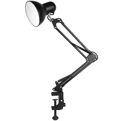 Produktbild von MasterLED Schreibtischlampe E27, Schwarz, mit Tischklemme und Standfuß, verstellbar, Metall, ohne Leuchtmittel