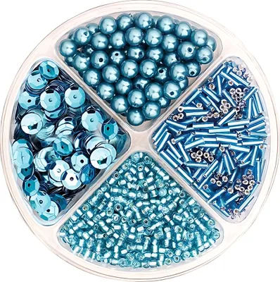 Image de KNORR prandell 216116337 Mélange de perles et de paillettes Emballage Hauteur : 1 cm Emballage Ø 9 cm turquoise
