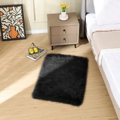 Obrázek produktu pro Koberec, rozměry 60 x 90 cm, černý, do obývacího pokoje