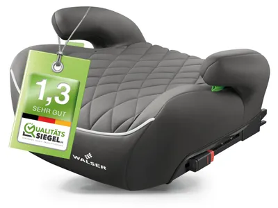 Produktbild von WALSER Premium Sitzerhöhung Auto Kinder ISOFIX, Qualitätssieger * schmaler Kindersitz Auto i-Size ca. 6-12 Jahre 125-150 cm, Kindersitzerhöhung Booster Seat neueste Norm ECE R 129 grau