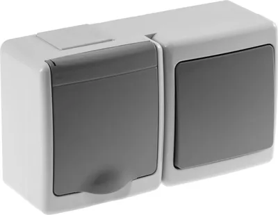 Produktbild von 1-Fach Aufputzsteckdose mit Einzelschalter Grau IP44 16A/250V Schuko Aufputz Feuchtraum Steckdose Grau