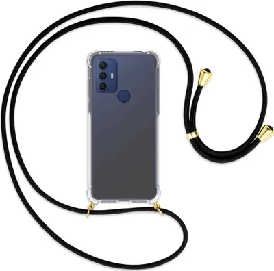 Produktbild von Handykette Backcover-Schutzhülle mit Band (Metall goldfarben) für TCL 30 SE, TCL 305, TCL 306 - schwarz