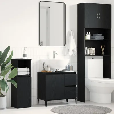 Produktbild von Möbel Waschbeckenschrank Schwarz Eiche 65x33x60 cm Holzwerkstoff - Badspiegel 862812