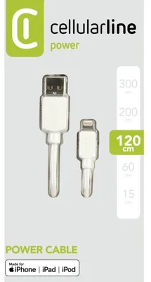 Obrázek produktu pro Cellularline 8018080175466, 1,2 m, Lightning, USB A, Bílá, 45 g, 1200 mm