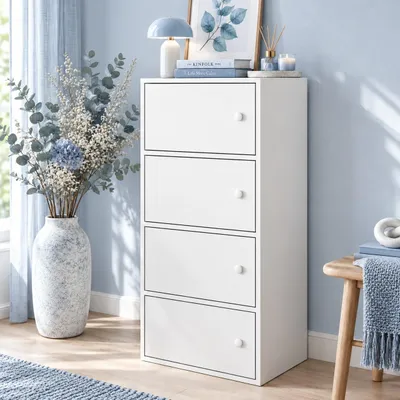 Immagine prodotto di Comò bianco con 4 ripiani – pratico e versatile
