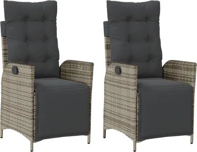 Immagine prodotto di vidaXL Poltrona da giardino con poggiapiedi 2 pz. Regolabile in Poly Rattan grigio