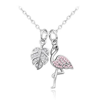 Obrázok produktu pre Strieborný náhrdelník Flamingo s farebnými zirkónmi, Minet JMAS8053SN45