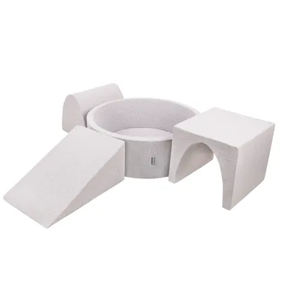 Immagine prodotto di Parco giochi in gommapiuma KiddyMoon con piscina di palline rotonde (200 palline) pozzi di palline per il gioco dei bambini percorsi ad ostacoli in piscina,  eu, grigio chiaro:perla/grigio/trasparente/rosa polvere