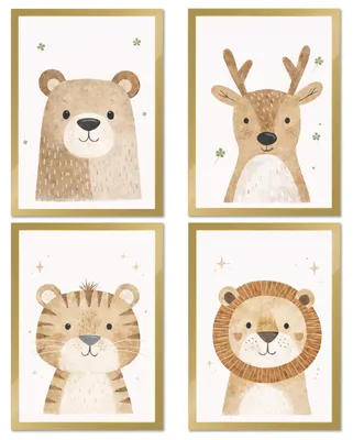 4er-Set Poster für Kinderzimmer, DIN A4, Gold