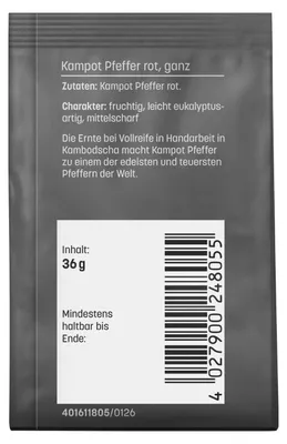 Produktbild von Kampot Pfeffer rot ganz