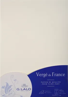 Produktbild von G.Lalo 4x Packung 50 Bl Vergé-Papier, A4, 160g, Vergé de France Weiß 41400L