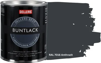 Produktbild von OELLERS Premium Buntlack 1L RAL 7016 Anthrazitgrau Metalllack Holzlack Schutzlack Kunstharz glänzend