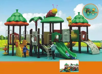 Productafbeelding van Buitenspeeltoestel met glijbaan, dieren en jungle thema voor kinderen