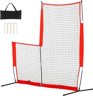 Zdjęcie produktu dla Klatka do mrugnięcia 240 x 106 x 214 cm - Parasol ochronny do baseballu i softballu - Przenośny parasol do mrugnięcia z torbą transportową i palikami - Siatka do baseballu na zewnątrz czerwona