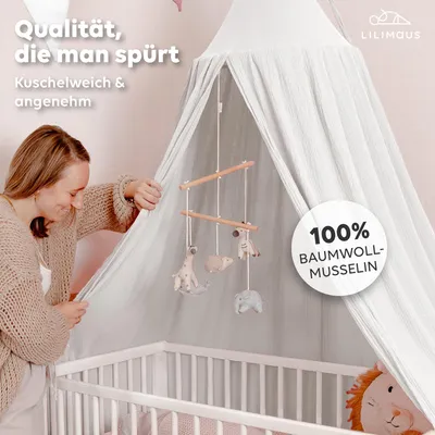 Produktbild von Baldachin Weiß ohne Goldapplikation - Betthimmel für Kinderzimmer