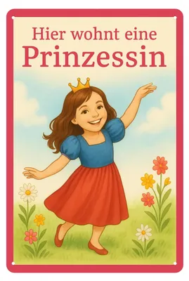 Produktbild von Blechschild 20x30 cm – Hier wohnt eine Prinzessin Kinderzimmer Deko Schild für Mädchen Vintage Metallschild Geschenkidee für Kinderzimmer