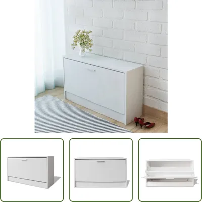 Image de The Living Store Bureau avec tiroir et armoire blanc 100x40x73 cm