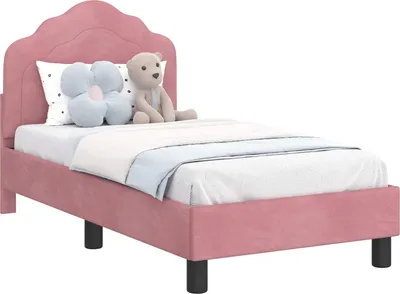Obrázek produktu pro vidaXL Dětský rám postele s čelem růžový 70 x 140 cm sametový