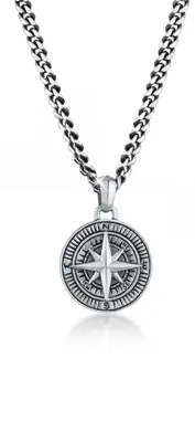 Immagine prodotto di Collana da uomo con ciondolo a bussola in argento sterling 925
