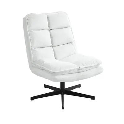 Immagine prodotto di Meubles Cosy: poltrona reclinabile senza braccioli in tessuto bianco, girevole a 360° – AESTON