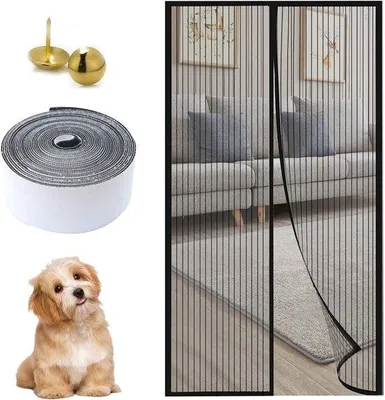 Image de Rideau anti-insectes Benzoa® avec fermeture magnétique, 110 x 210 cm – Moustiquaire pour portes de balcon et de garage, installation sans perçage