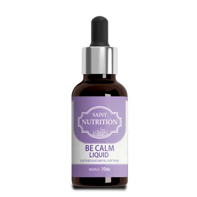 Produktbild von Saint Nutrition® Be Calm Liquid - für Hunde und Katzen - pflanzliches Hаnföl - gegen Angst und innere Unruhe - Bеruhigungsmittel für Hunde - Angst
