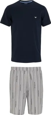 Produktbild von EMPORIO ARMANI Herren Shorty mit Rundhalsausschnitt, Logo und gemusterter Hose