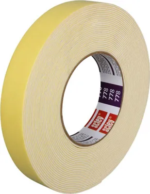 Zdjęcie produktu dla Piankowa taśma montażowa SCL 19x10m z klejem z kauczuku syntetycznego, 1,00 mm, biała pianka PE, odpowiednia do wilgotnych pomieszczeń