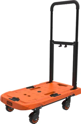 Produktbild von BLACK+DECKER Faltbarer Rollwagen Transportwagen - Max. 90 KG - Höhenverstellbarer Griff - 61.4 x 37x3 x 89.4 CM - Orange
