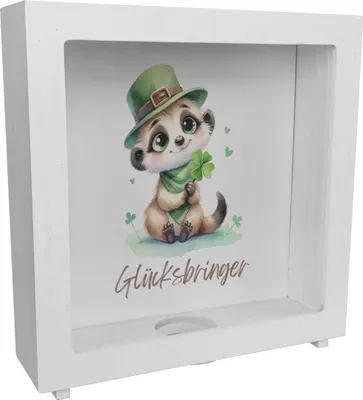 Produktbild von Erdmännchen Glücksbringer Rahmen Spardose aus Holz