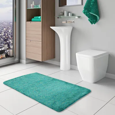 Produktbild von Pacific Badteppich Chillout Türkis Grün Mix in 5 Größen, Größe:55x55 cm WC-Vorleger mit Ausschnitt