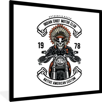 Produktbild von MuchoWow® MuchoWow® Gerahmtes Poster Skelett - Indianer - Retro 40x40 cm - Poster mit zchwarzem Bilderrahmen - Mit Rahmen - Wanddekoration Schlafzimmer