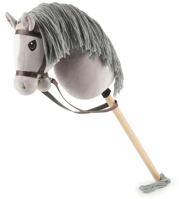 Produktbild von Bieco Hobby Horse Steckenpferd Grauer - Größe M, mit Trense | abnehmbarer Stock & Schweif, für Springreiten, Dressur & Spielen | Hobby Horse Pferde