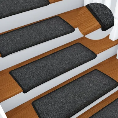 Produktbild von vidaXL Kobercové nášlapy na schody 15 ks 65x21x4 cm antracitový