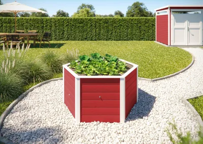 Produktbild von weka Elementhochbeet 6-Eck, 669, 21 mm - B x T x H - 143.00 x 143.00 x 69.00 - Schwedenrot