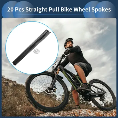 Image de 20 Ensemble De 14 Rayons Droits De 305Mm Pour Vélo 14G Rayons De Roue De Vélo Droits En Acier Au Carbone Noir
