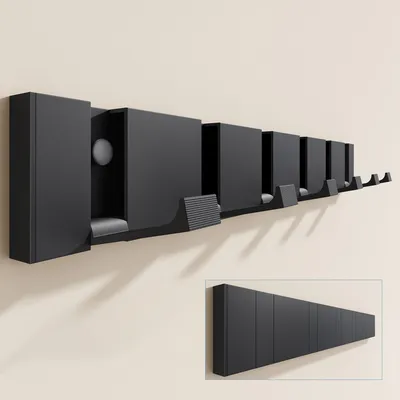Produktbild von doporro Garderobenhaken Wand Moderne Wandgarderoben aus Aluminium Garderobenleiste klappbar kleiderhaken mit 6 Beweglichen Haken Wandhaken Schwarz