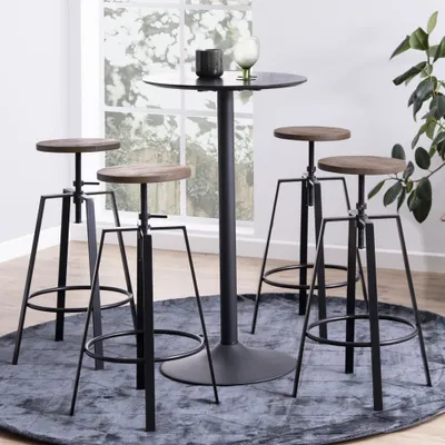 Produktbild von Selsey Bartisch BALSAMITA - Stehtisch in Schwarz mit Eschenfurnier und Metallgestell, 105 cm hoch