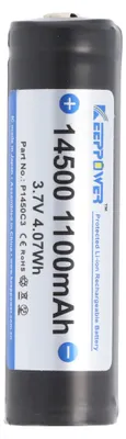 Produktbild von Akku 14500 mit 3,7 Volt Spannung und 1100mAh Kapazität, Li-Ion-Akku PCB geschützt P1450C3