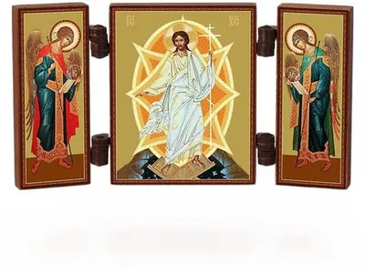 Produktbild von Kunstwerk Triptychon in Holz - Christliche Ikone - Reisekult Tafel