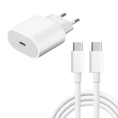 Produktbild von USB-C Ladegerät 20W + 2m USB-C Ladekabel – Schnellladegerät mit USB-C Schnellladekabel für iPhone 15 bis 17 Pro Max, Samsung, Huawei & mehr