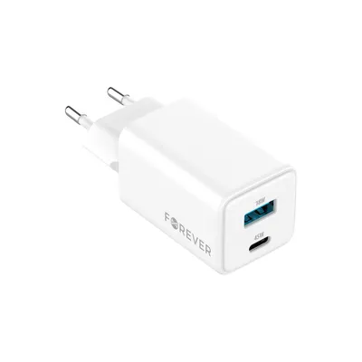 Immagine prodotto di Caricabatterie per telefoni cellulari Forever GaN PD QC TC-08-45AC 1x USB-C 1x USB 45W Bianco