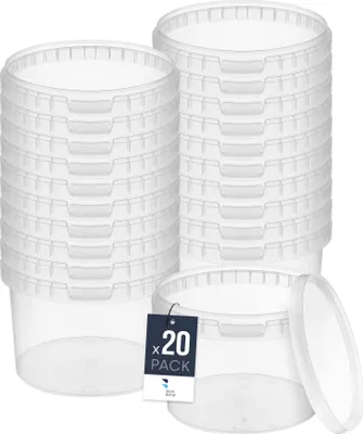 Produktbild von BenBow Eimer mit Deckel 3L x20 Transparent - lebensmittelecht, stabil, luftdicht, auslaufsicher, geruchsneutral - Plastikeimer mit Henkel - leer