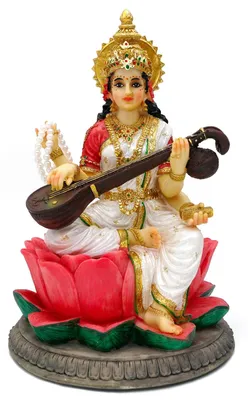 Saraswati Statue 8,6 Zoll – Hindu-Göttin Skulptur für Puja & Dekoration