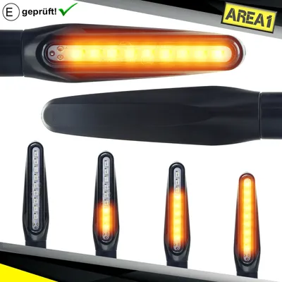 Produktbild von Area1 Motorrad LED Blinker E- Set (2 Stück) M10 mit Lauflichteffekt