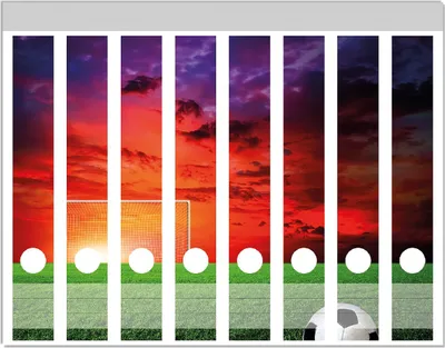 Produktbild von Wallario Ordnerrücken Sticker, selbstklebend für schmale Ordner, 8 Stück, Motiv Fußball - Fußballfeld bei Sonnenuntergang